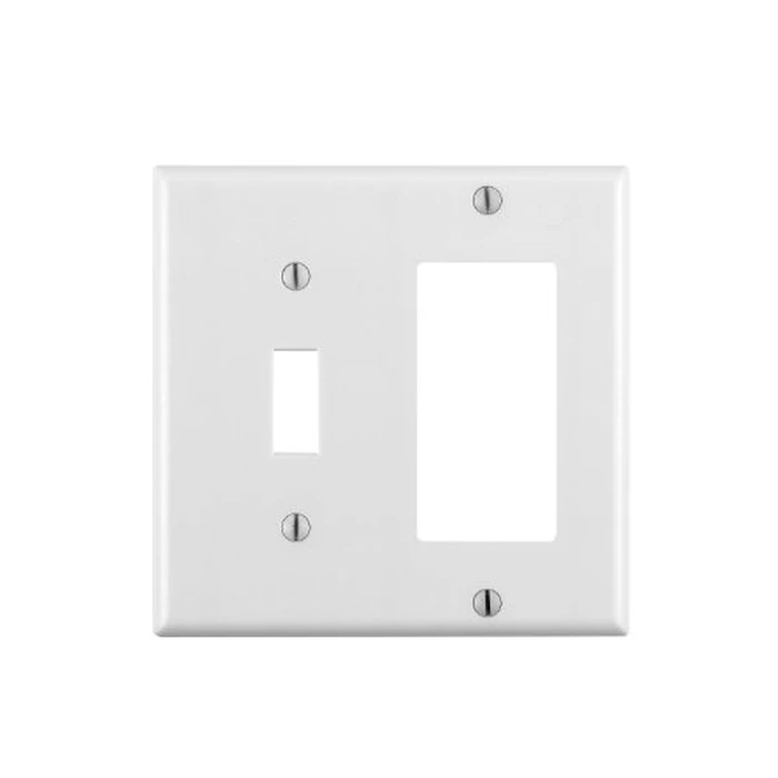 Leviton 2-Gang 1-Toggle 1-Decora/GFCI Device Combination Wallplate, Standard Size, Thermoset, Device Mount, 25-Pack, 80405-W, White by Leviton - Used - Good condition