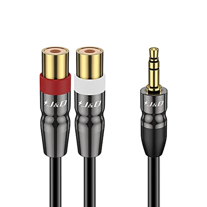 J&D 3.5 mm to Dual RCA Audio Cable, Heavy Duty 3.5mm Male to 2 RCA Female Gold Plated Copper Shell Stereo Audio Adapter Cable, 3 Feet by J&D - Used - Like New condition