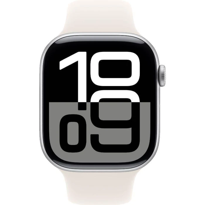 Apple Watch Series 10 (GPS) - 64GB - 42mm - Silver Aluminum Case with Starlight Rubber Sport Band - One Size by Apple - Refurbished - Acceptable condition - US$273.99