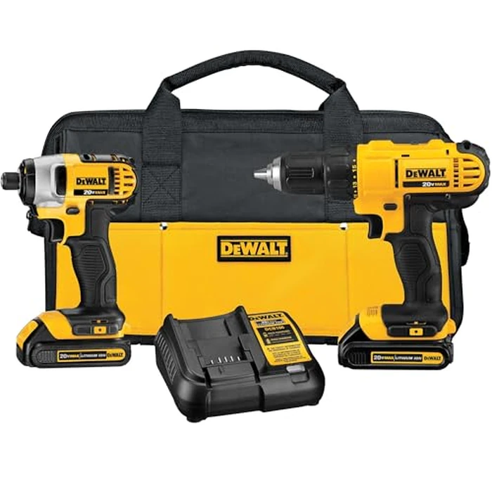 DEWALT 20V MAX Cordless Drill and Impact Driver, Power Tool Combo Kit , Includes 2 Batteries, Charger and Bag (DCK240C2) by DEWALT - Used - Like New condition