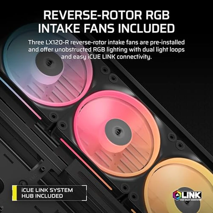 CORSAIR Frame 4500X LX-R RGB Link Panoramic Glass Mid-Tower PC Case - InfiniRail Mounting System, Fits Dual 360mm Radiators, GPU Anti-Sag, 3X LX120R RGB Link Fans Included - Black by Corsair - Image 4