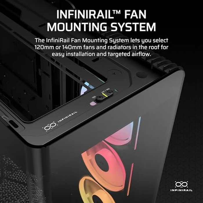 CORSAIR Frame 4500X LX-R RGB Link Panoramic Glass Mid-Tower PC Case - InfiniRail Mounting System, Fits Dual 360mm Radiators, GPU Anti-Sag, 3X LX120R RGB Link Fans Included - Black by Corsair - Image 5