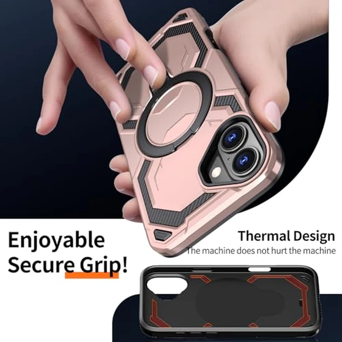 Asuwish Phone Case for iPhone 16 6.1 inch and Magnetic Ring Holder Kickstand with Tempered Glass Screen Protector Cover Accessories Hybrid Slim Cell Protective i Phone16 i16 16Case Women Men Rose Gold by Asuwish - Image 5