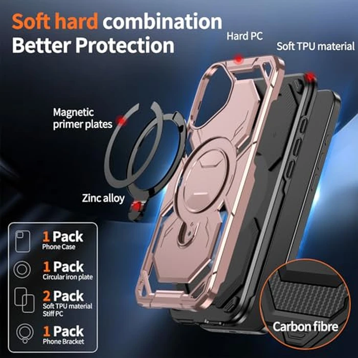 Asuwish Phone Case for iPhone 16 6.1 inch and Magnetic Ring Holder Kickstand with Tempered Glass Screen Protector Cover Accessories Hybrid Slim Cell Protective i Phone16 i16 16Case Women Men Rose Gold by Asuwish - Image 8
