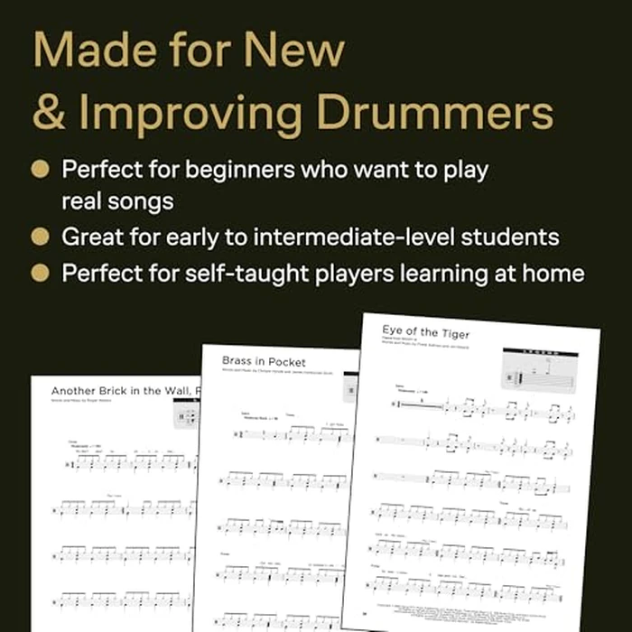 Simple Songs: The Easiest Easy Drum Songbook Ever Beginners Drum Sheet Music and Rock Beats - 50 Songs with drum kit legend and Lyrics Cues by Hal Leonard - Image 3