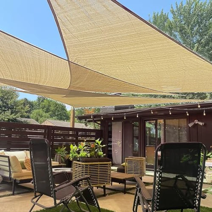LOVE STORY 12' x 12' x 12' Triangle Sun Shade Sail Canopy UV Block Sunshade for Outdoor Patio Garden Backyard, Sand (We Make Custom Size) by LOVE STORY - Used - Like New condition - US$21.83