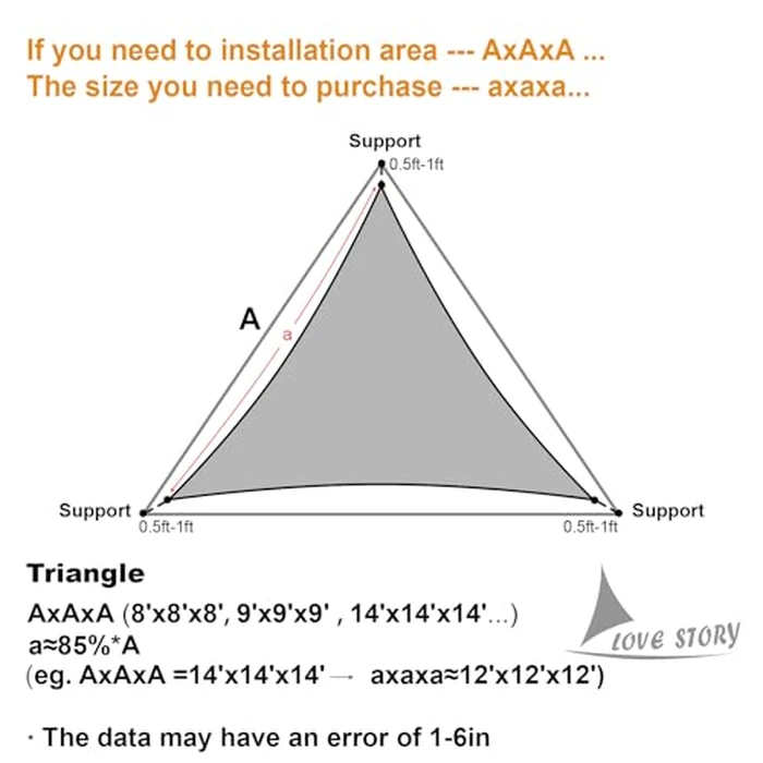 LOVE STORY 12' x 12' x 12' Triangle Sun Shade Sail Canopy UV Block Sunshade for Outdoor Patio Garden Backyard, Sand (We Make Custom Size) by LOVE STORY - Image 2