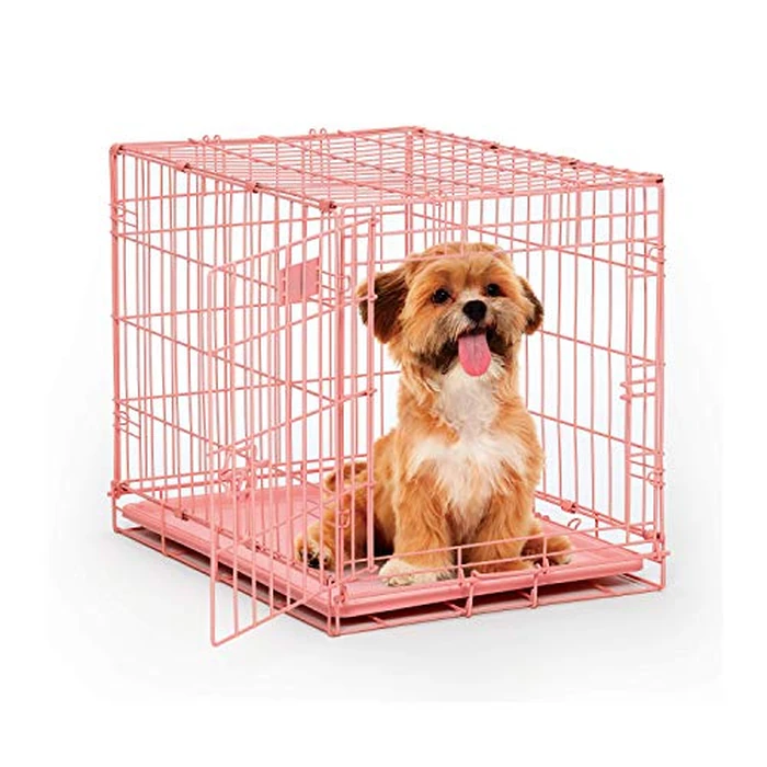 MidWest Homes for Pets 24-Inch Pink Fashion iCrate for Small Breeds, 12-20 lbs, Single Door Folding Dog Crate with Divider Panel, Leak-Proof Tray & Secure Latch, Portable, Durable & Easy to Assemble by MidWest Homes for Pets - Image 2