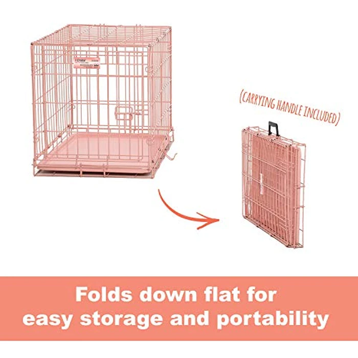 MidWest Homes for Pets 24-Inch Pink Fashion iCrate for Small Breeds, 12-20 lbs, Single Door Folding Dog Crate with Divider Panel, Leak-Proof Tray & Secure Latch, Portable, Durable & Easy to Assemble by MidWest Homes for Pets - Image 5