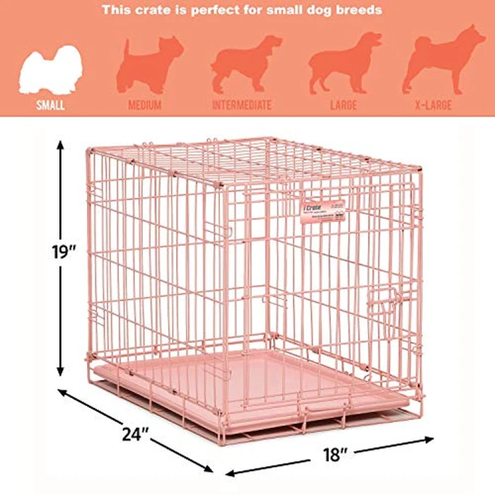 MidWest Homes for Pets 24-Inch Pink Fashion iCrate for Small Breeds, 12-20 lbs, Single Door Folding Dog Crate with Divider Panel, Leak-Proof Tray & Secure Latch, Portable, Durable & Easy to Assemble by MidWest Homes for Pets - Image 6