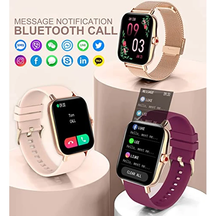 Smart Watch for Women(Call Receive/Dial), Iaret Fitness Tracker Waterproof Smartwatch for Android iOS Phones 1.7" HD Full Touch Screen Digital Watches with Sleep Monitor Pedometer, Gold by Iaret - Image 2