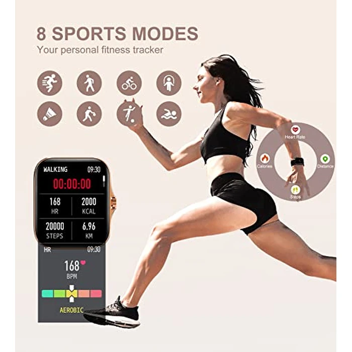 Smart Watch for Women(Call Receive/Dial), Iaret Fitness Tracker Waterproof Smartwatch for Android iOS Phones 1.7" HD Full Touch Screen Digital Watches with Sleep Monitor Pedometer, Gold by Iaret - Image 3
