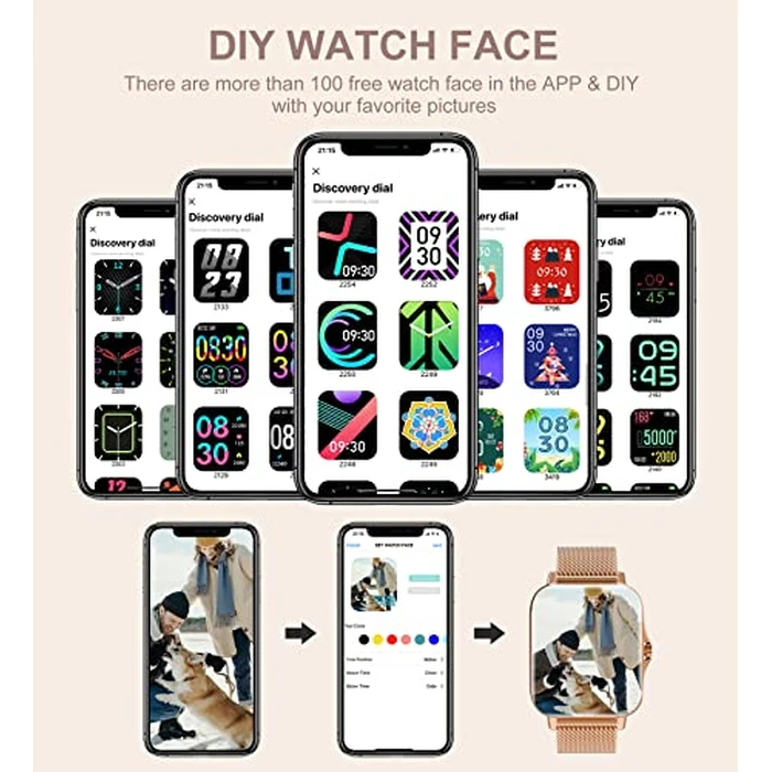 Smart Watch for Women(Call Receive/Dial), Iaret Fitness Tracker Waterproof Smartwatch for Android iOS Phones 1.7" HD Full Touch Screen Digital Watches with Sleep Monitor Pedometer, Gold by Iaret - Image 4