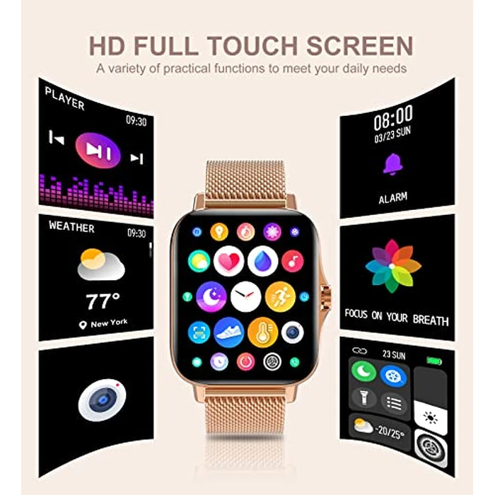 Smart Watch for Women(Call Receive/Dial), Iaret Fitness Tracker Waterproof Smartwatch for Android iOS Phones 1.7" HD Full Touch Screen Digital Watches with Sleep Monitor Pedometer, Gold by Iaret - Image 5