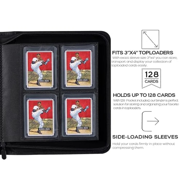 Top Loader Binder, Holds 128 Cards - 4 Pocket Top Loader Binder for 3" x 4" Rigid Card Holders for Trading Cards or Sports Cards, Model A - Classic Red by D DACCKIT - Image 3