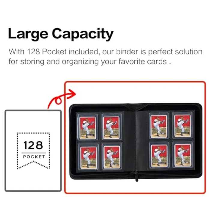 Top Loader Binder, Holds 128 Cards - 4 Pocket Top Loader Binder for 3" x 4" Rigid Card Holders for Trading Cards or Sports Cards, Model A - Classic Red by D DACCKIT - Image 4