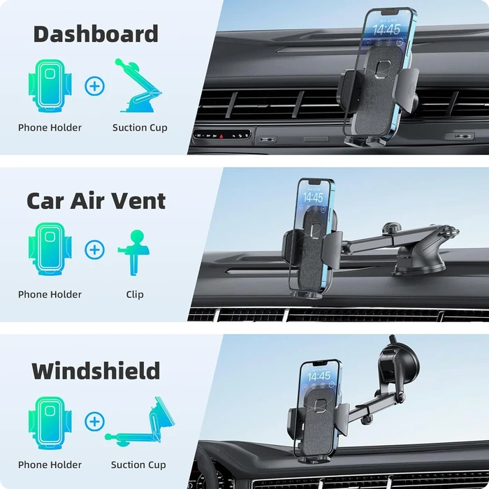 FBB 3-in-1 Military-Grade Suction Sturdy & Secure Phone Mount Holder - Black by FBB - Image 2