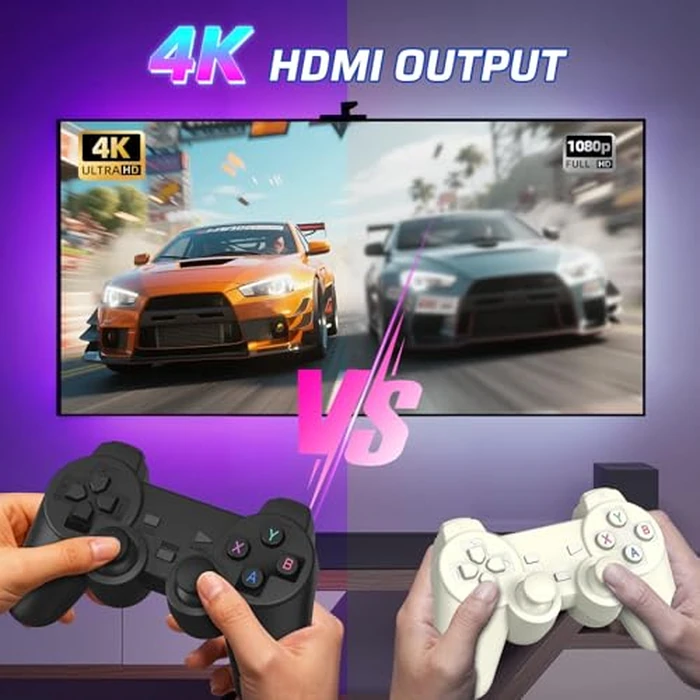 Topwest Upgraded Retro Gaming Console with 2 Pack 2.4GHz Wireless Controllers, 4K HDMI Output & 64GB, Plug & Play Game Stick for TV, Compatible with 20,000+ Classic Video Games (Black) by Topwest - Image 3