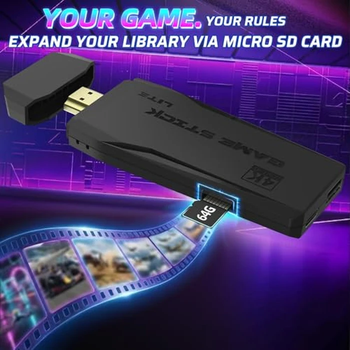 Topwest Upgraded Retro Gaming Console with 2 Pack 2.4GHz Wireless Controllers, 4K HDMI Output & 64GB, Plug & Play Game Stick for TV, Compatible with 20,000+ Classic Video Games (Black) by Topwest - Image 6