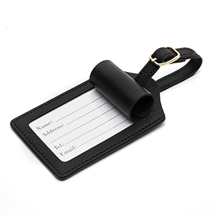 Luggage Tag PU Leather for Suitcase Baggage Handbag Travel Bag Label Suitcase Tag Suitcase Label Tag w. Name Card & Privacy Cover (P) by CHOIEO - Image 2