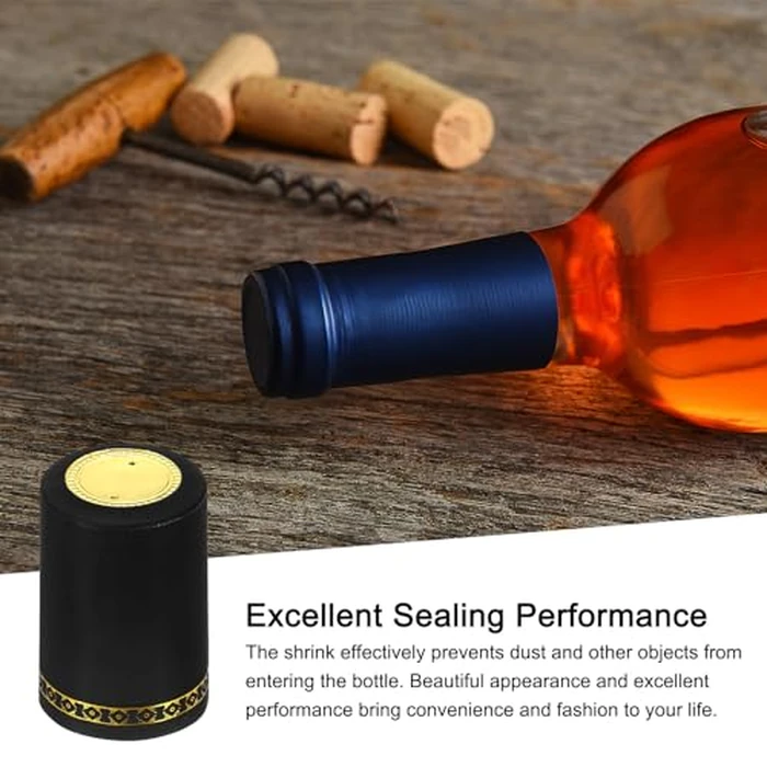 PATIKIL PVC Heat Shrink Cap for Wine Bottle, 100 Pcs 33x50mm Wine Shrink Wrap Seals Sleeves Caps Shrink Top Cover Flower Pattern for Wine Cellars Home Kitchen Use, Black by PATIKIL - Image 4