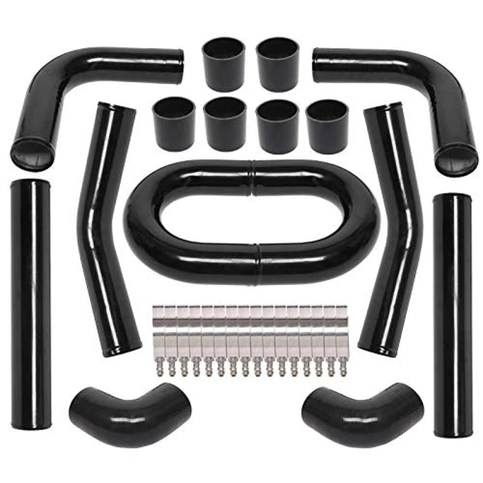 8Pcs Universal Aluminum Intercooler Piping U-Pipe Black Kit with T-Bolt Clamps and Black Coupler (8Pcs 3 Inch) by OBUYTO - Used - Very Good condition - US$73.08