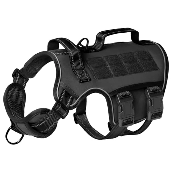 Tactical Dog Harness Medium Sized, Heavy Duty No Pull Dog Harness with Handle, Easy On and Off Service Dog Vest with Molle System, Reflective Pet Vest for Walking Hiking Training by RunFido - Image 8