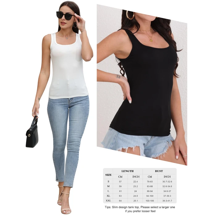 BQTQ 5 Pack Square Neck Tank Tops for Women Sleeveless Ladies Tank Tops with Square Neck Womens Undershirt Tank Tops, S by BQTQ - Image 3