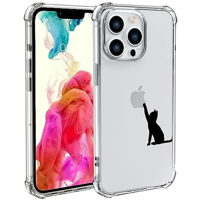 Wihytec Black Cat Phone Case for iPhone 12/iPhone 12 PRO Cat Case Cover Clear Phone Case w/Four Corner Reinforced Shockproof Girly Women Phone Cover Transparent Phone Case by Wihytec - Used - Good condition
