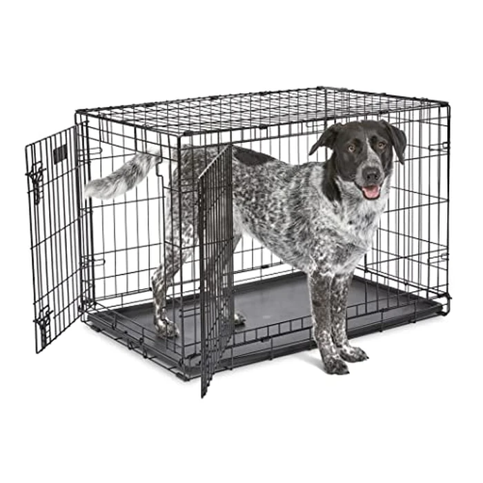 MidWest Homes for Pets Double Door iCrate 91.44cm Long Dog Crate Kit, Includes Crate, Pet Bed, 2 Bowls and Crate Cover, Divider Panel, Patented Features, Black, 1536DD-KIT by MidWest Homes for Pets - Image 2