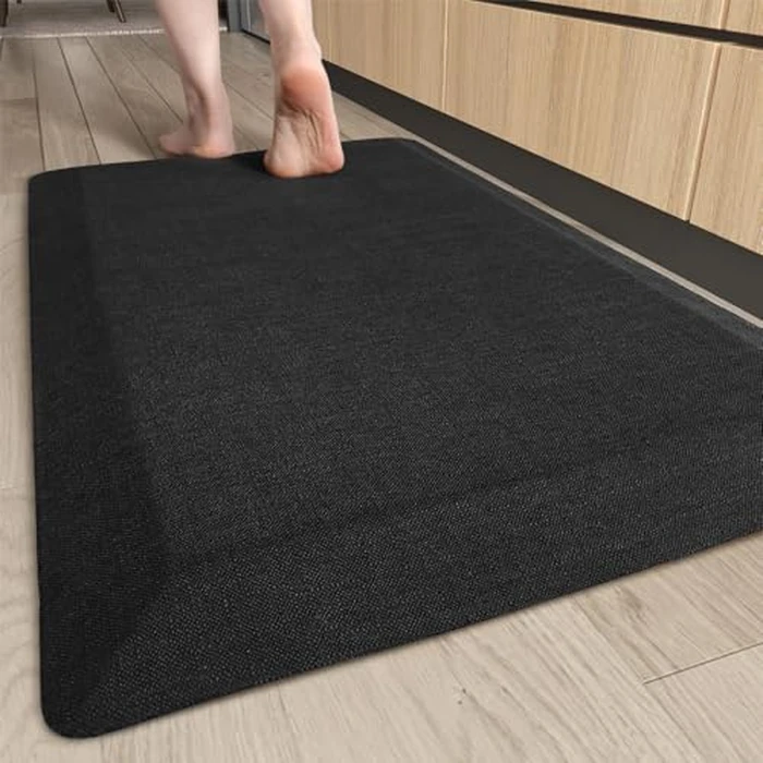 Color&Geometry Anti Fatigue Cushion Mat for Home Office Comfort Standing 20"x32", 0.9 Inch Thick, Soft Non-Slip Padded Ergonomic Floor Mat for Standing Desk, Kitchen Sink and Laundry, Blcak by Color&Geometry - Used - Like New condition
