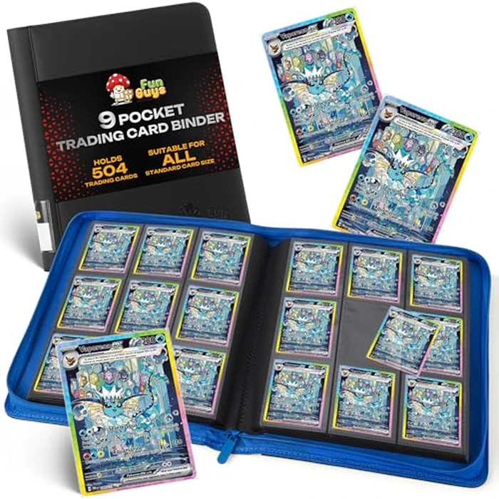 FunGuys Trading Card Binder, 9 Pocket, 504 Side Loading Sports Card Binder, Card Collection for Yugioh Card, MTG, TCG Book Holder by FunGuys - Used - Good condition - CA$26.87