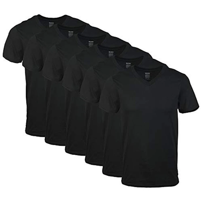 Gildan Men's V-Neck T-Shirts, Multipack, Style G1103, Black (6-Pack), X-Large by Gildan - Used - Like New condition
