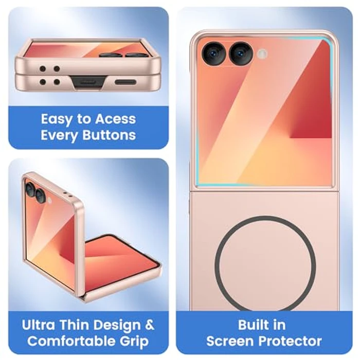 Ruky for Z-Flip-7-Case, Full Body Cover Anti-Scratches Shockproof Hard PC Ultra-Thin, [Compatible with MagSafe] Protective Magnetic Phone Cover for Samsung Galaxy Z Flip 7 5G, Gold by Ruky - Image 8