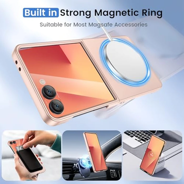 Ruky for Z-Flip-7-Case, Full Body Cover Anti-Scratches Shockproof Hard PC Ultra-Thin, [Compatible with MagSafe] Protective Magnetic Phone Cover for Samsung Galaxy Z Flip 7 5G, Gold by Ruky - Image 9