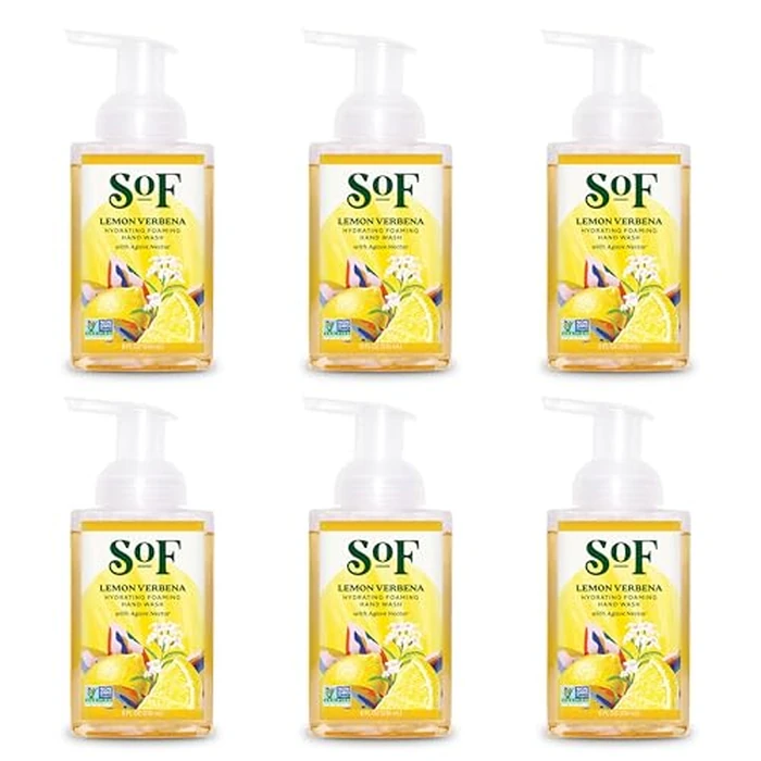 South Of France SoF Hydrating Foaming Hand Wash - With Organic Agave Nectar & Coconut Oil- Vegan & Non GMO- Free From Phthalates, Sulfates & Parabens- Lemon Verbena - 8 oz Bottle 6 Pack by South Of France - Used - Like New condition - US$21.05