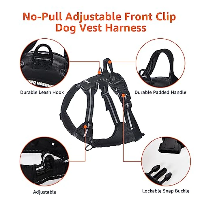 Amazon Basics No-Pull Dog Harness, Adjustable Soft Padded Vest with Reflective Stripes, Small, Black by Amazon Basics - Image 5
