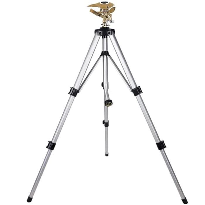 Biswing Large Impact Sprinkler Head on Tripod Base, Adjustable Zinc Alloy Lawn Sprinklers for Yard Lawn Garden, 3/4" NH Connector, 360 Degree Large Area Coverage Irrigator with Extension Legs, 1 Pack by Biswing - Used - Like New condition