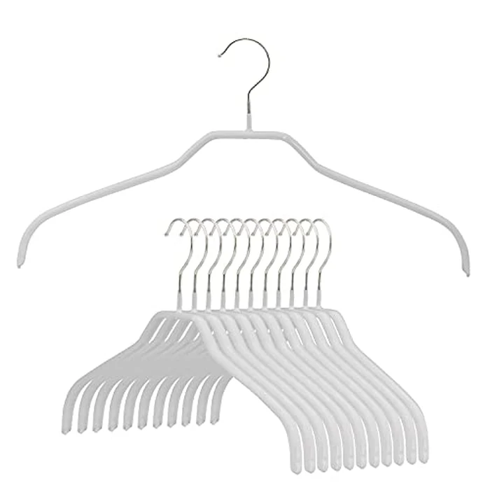 Mawa by Reston Lloyd Silhouette Series Non-Slip Space Saving Clothes Hanger for Shirts and Dresses, Style 41/F, Set of 12, White by MAWA - Image 1