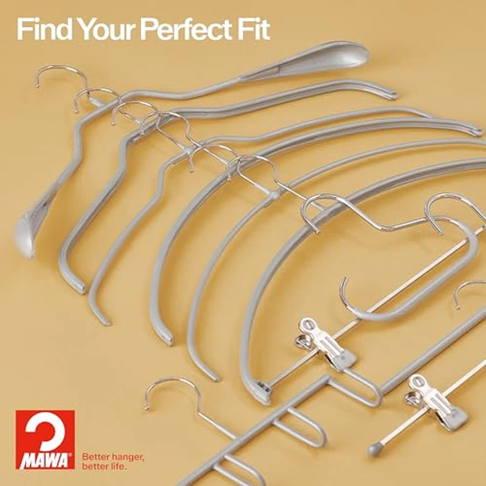 Mawa by Reston Lloyd Silhouette Series Non-Slip Space Saving Clothes Hanger for Shirts and Dresses, Style 41/F, Set of 12, White by MAWA - Image 3