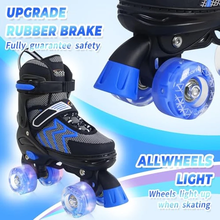 Kids Roller Skates for Boys, Blue Adjustable Rollerskates with Light Up Wheels for Teens Youth Ages 8-12 10 11 12, Beginners Outdoor Sports, Best Birthday Gift for Kids by Nattork - Image 4