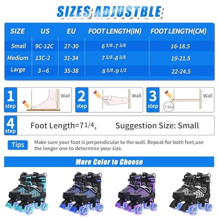 Kids Roller Skates for Boys, Blue Adjustable Rollerskates with Light Up Wheels for Teens Youth Ages 8-12 10 11 12, Beginners Outdoor Sports, Best Birthday Gift for Kids by Nattork - Image 6