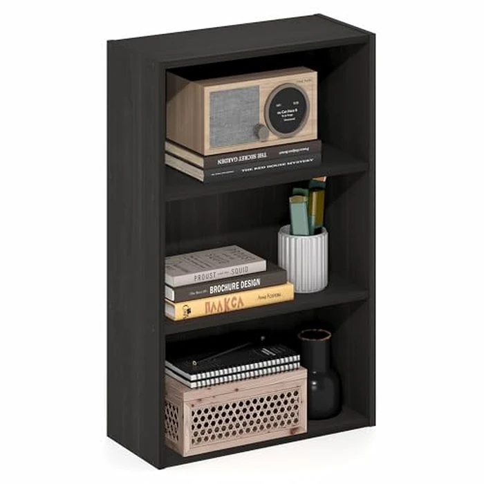 Furinno Basic Book Shelf, 3-Tier Bookshelf, Cube Storage Organizer Bookcase with Open Shelf, 7 x 17 x 26, for Living Room, Bedroom, Home Office, Espresso by Furinno - Used - Very Good condition