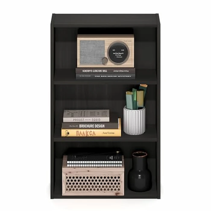 Furinno Basic Book Shelf, 3-Tier Bookshelf, Cube Storage Organizer Bookcase with Open Shelf, 7 x 17 x 26, for Living Room, Bedroom, Home Office, Espresso by Furinno - Image 3