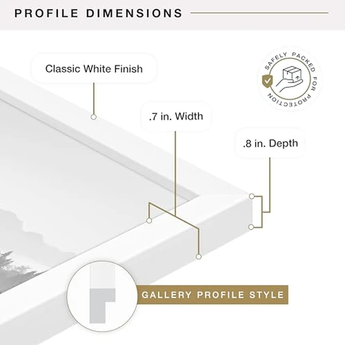 MCS Foundation 18x24 Poster Frame Traditional White, Vertical & Horizontal Wall Hanging Large Picture Frame for Photos, Posters & Art Prints (1-Pack) by MCS - Image 6