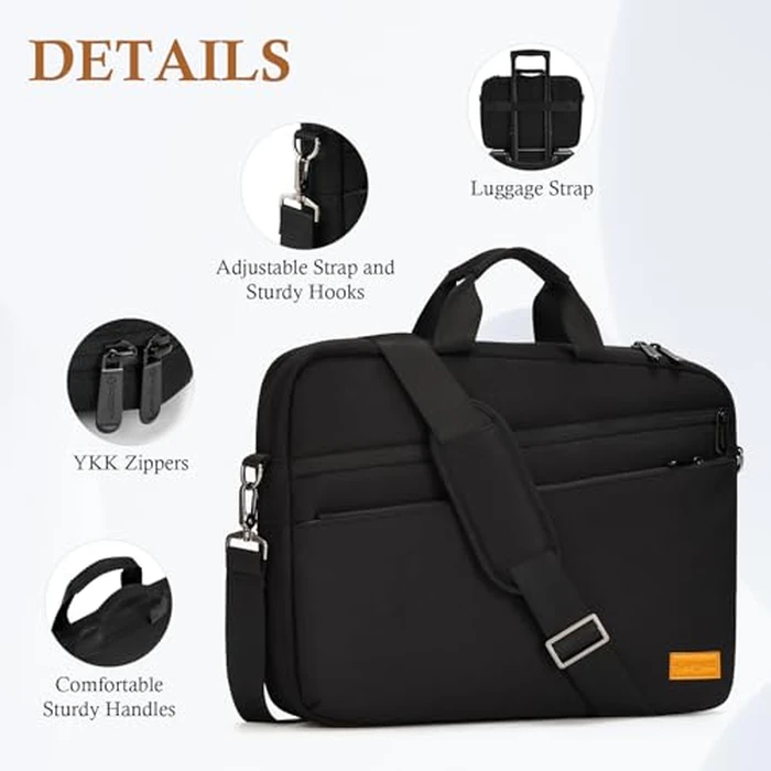 bagasin 17 17.3 inch Laptop Computer PC Shoulder Bag Carrying Case, Water-Repellent Fabric Briefcase, Lightweight Toploader, Business Casual or School by bagasin - Image 6