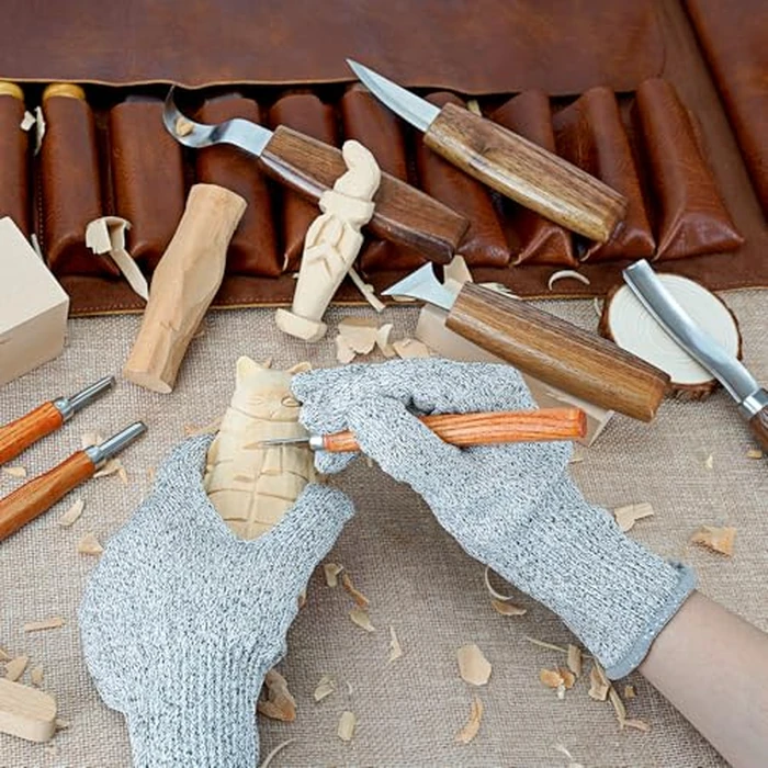 Wood Carving Kit, 20Pcs Wood Carving Tools with Leather Storage Bag, Whittling Kit with 3Pcs Chisels & 8Pcs Whittling Knives & 5 Detail Knives for Beginners and Enthusiasts by K KERNOWO - Image 6