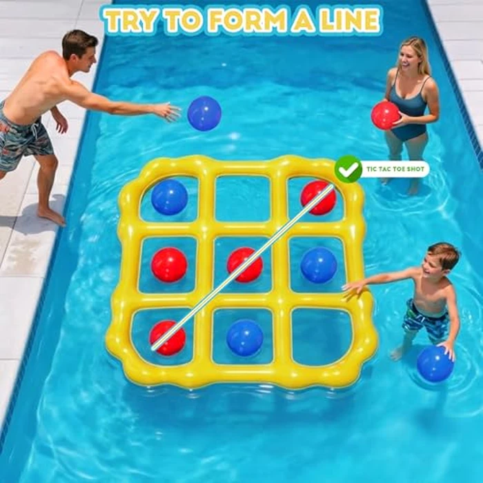 MGparty 2-in-1 Pool Toys Set, Inflatable Tic-Tac-Toe Game and Cross Ring Toss Game, Summer Outdoor Pool Party Water Floating Toys for Kids Teens Adults by MGparty - Image 3