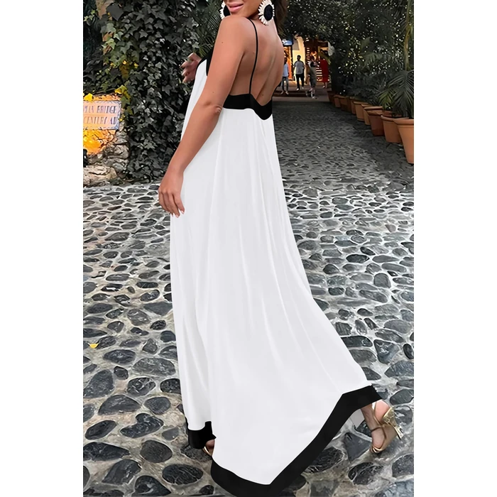 PRETTYGARDEN Women's 2025 Summer Maxi Dress Sleeveless V Neck Spaghetti Strap Flowy Elegant Holiday Party Dresses (White,Small) by PRETTYGARDEN - Image 3