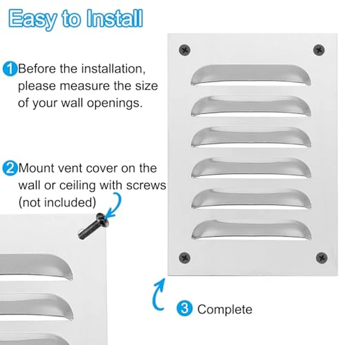 PATIKIL 8 x 10 Inch Aluminum Vent Cover, Screen Air Grille Ventilation Cover HVAC Louvered Grill for Home Kitchen Fireplace Wall Ceiling, Silver Tone by PATIKIL - Image 4